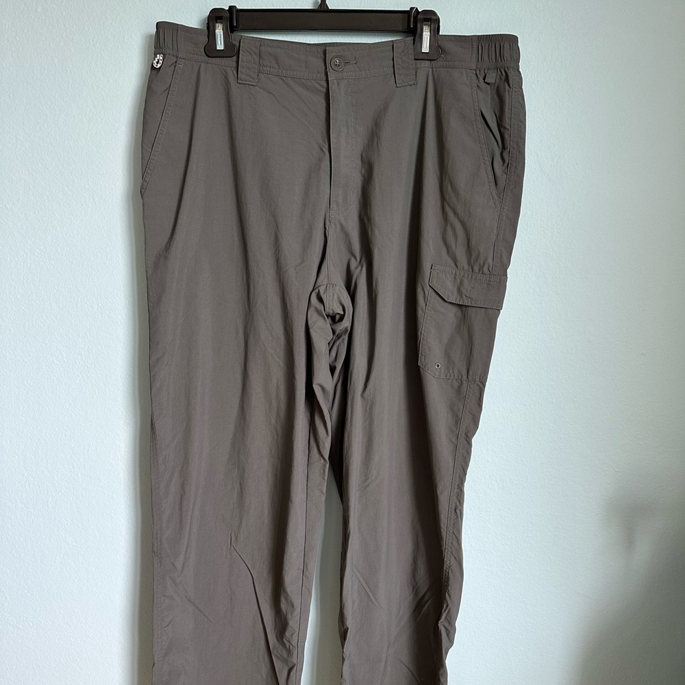 Columbia PFG Omni-Shield Blood & Guts Gray Cargo Fishing Nylon Pants Mens 36x32